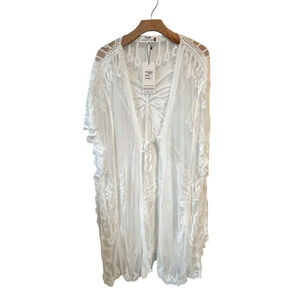Tulip Creations Kimono Robe White Butterfly Lace One Size